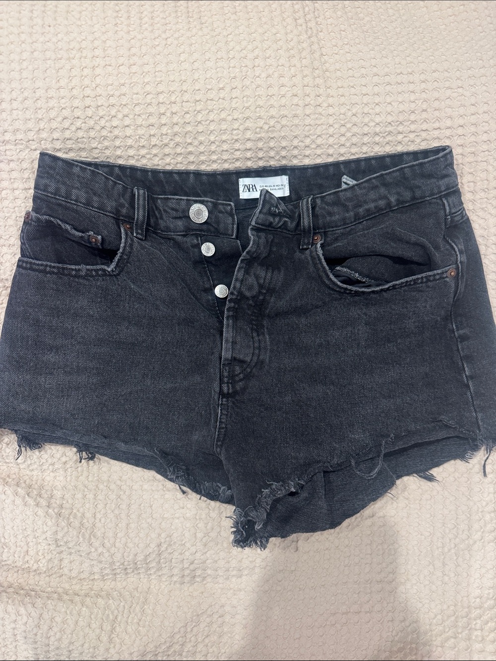 Zara Washed Black Denim Cutoff Shorts